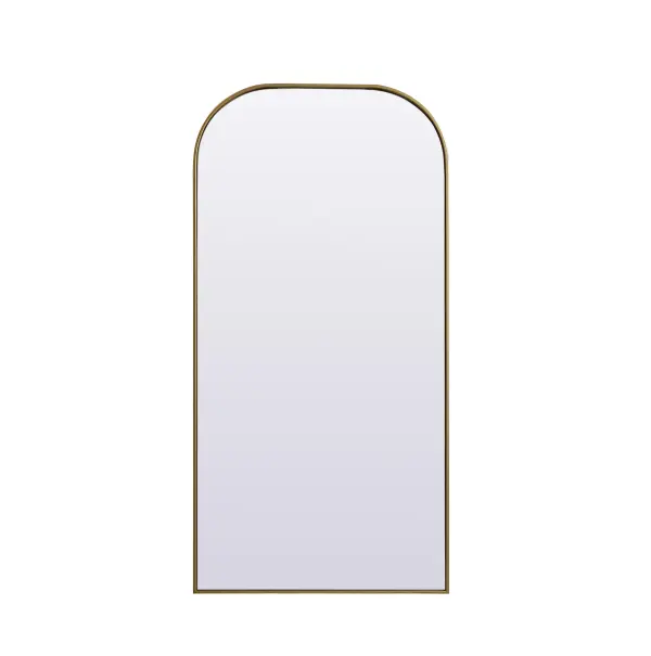 Elongated and modern, its curved profile looks great as a leaning mirror or a hanging mirror by a door. This ultra thin full-length mirror makes a practical addition to any room. Set in an iron frame, this sturdy mirror complements any room. Whether you want to create an illusion of extra space or use it as a functional accent, this mirror will make a big statement over your wall. Comes in three satin finishes in black, brass, or silver. Collection: Blaire Finish: Brass Width: 32.00" Height: 66.00" Length: 66.00" Weight: 39.00 lb Material: iron and MDF Country of Origin: China Manufacturer Warranty: 1 year limited