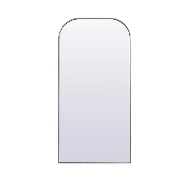 Elongated and modern, its curved profile looks great as a leaning mirror or a hanging mirror by a door. This ultra thin full-length mirror makes a practical addition to any room. Set in an iron frame, this sturdy mirror complements any room. Whether you want to create an illusion of extra space or use it as a functional accent, this mirror will make a big statement over your wall. Comes in three satin finishes in black, brass, or silver. Collection: Blaire Finish: Silver Width: 35.00" Height: 72.00" Length: 72.00" Weight: 45.00 lb Material: iron and MDF Country of Origin: China Manufacturer Warranty: 1 year limited
