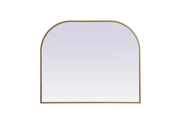 Over the mantel mirror serves an ideal décor on the mantel because it acts as an anchor piece that you can accentuate around with smaller accessories. The reflective qualities of the mirror can also make a space look bigger and brighter since it bounces light coming from your light sources. Designed with square bottom edges and rounded top, this mirror gives an unexpected twist to your typical mirror look. Select from three satin finishes in black, brass, or silver. Collection: Blaire Finish: Brass Width: 36.00" Height: 30.00" Length: 30.00" Weight: 20.00 lb Material: iron and MDF Country of Origin: China Manufacturer Warranty: 1 year limited