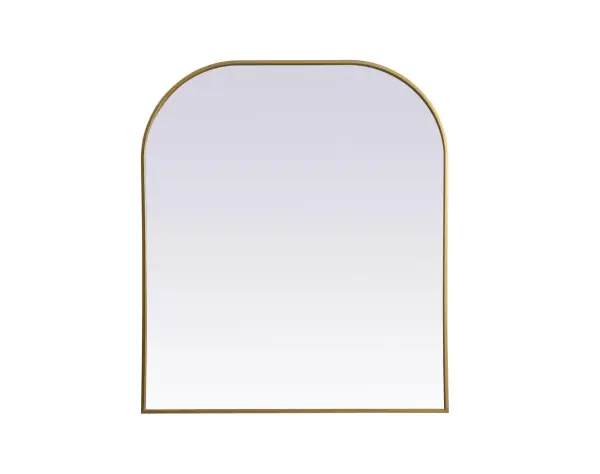Over the mantel mirror serves an ideal décor on the mantel because it acts as an anchor piece that you can accentuate around with smaller accessories. The reflective qualities of the mirror can also make a space look bigger and brighter since it bounces light coming from your light sources. Designed with square bottom edges and rounded top, this mirror gives an unexpected twist to your typical mirror look. Select from three satin finishes in black, brass, or silver. Collection: Blaire Finish: Brass Width: 36.00" Height: 42.00" Length: 42.00" Weight: 27.00 lb Material: iron and MDF Country of Origin: China Manufacturer Warranty: 1 year limited