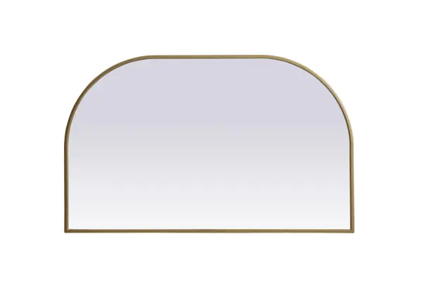 Over the mantel mirror serves an ideal décor on the mantel because it acts as an anchor piece that you can accentuate around with smaller accessories. The reflective qualities of the mirror can also make a space look bigger and brighter since it bounces light coming from your light sources. Designed with square bottom edges and rounded top, this mirror gives an unexpected twist to your typical mirror look. Select from three satin finishes in black, brass, or silver. Collection: Blaire Finish: Brass Width: 39.00" Height: 24.00" Length: 24.00" Weight: 17.00 lb Material: iron and MDF Country of Origin: China Manufacturer Warranty: 1 year limited