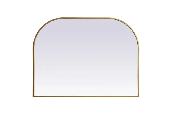 Over the mantel mirror serves an ideal décor on the mantel because it acts as an anchor piece that you can accentuate around with smaller accessories. The reflective qualities of the mirror can also make a space look bigger and brighter since it bounces light coming from your light sources. Designed with square bottom edges and rounded top, this mirror gives an unexpected twist to your typical mirror look. Select from three satin finishes in black, brass, or silver. Collection: Blaire Finish: Brass Width: 40.00" Height: 30.00" Length: 30.00" Weight: 22.00 lb Material: iron and MDF Country of Origin: China Manufacturer Warranty: 1 year limited