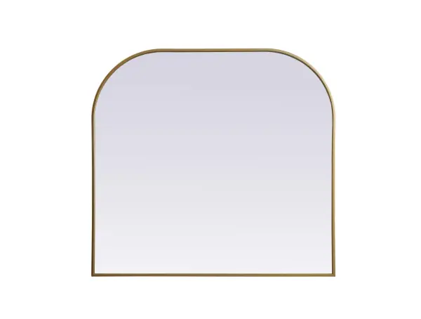 Over the mantel mirror serves an ideal décor on the mantel because it acts as an anchor piece that you can accentuate around with smaller accessories. The reflective qualities of the mirror can also make a space look bigger and brighter since it bounces light coming from your light sources. Designed with square bottom edges and rounded top, this mirror gives an unexpected twist to your typical mirror look. Select from three satin finishes in black, brass, or silver. Collection: Blaire Finish: Brass Width: 40.00" Height: 38.00" Length: 38.00" Weight: 27.00 lb Material: iron and MDF Country of Origin: China Manufacturer Warranty: 1 year limited