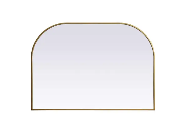 Over the mantel mirror serves an ideal décor on the mantel because it acts as an anchor piece that you can accentuate around with smaller accessories. The reflective qualities of the mirror can also make a space look bigger and brighter since it bounces light coming from your light sources. Designed with square bottom edges and rounded top, this mirror gives an unexpected twist to your typical mirror look. Select from three satin finishes in black, brass, or silver. Collection: Blaire Finish: Brass Width: 42.00" Height: 30.00" Length: 30.00" Weight: 22.00 lb Material: iron and MDF Country of Origin: China Manufacturer Warranty: 1 year limited