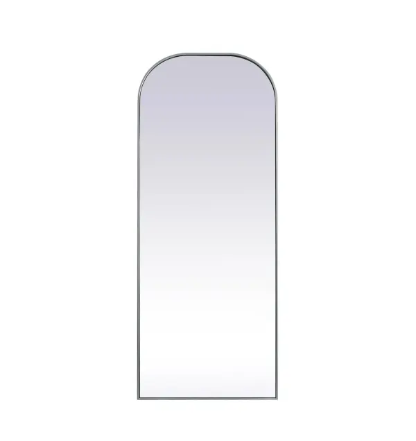 Add a rounded-top full length mirror to your home decor to elevate it to the next level. A full-length mirror is the perfect wall decor choice for any room or living space. This accessory is perfect for adoring full outfits in the full length of your body or providing a full view of yourself in any room, perfect for dressing areas and even bathrooms. Not only does this full-length iron frame large wall mirror provide practical uses, but it also acts as a beautiful addition to any home decor with its sleek, modern design. The mirror can be leaned to the wall, free-standing, or can be installed vertically or horizontally on the wall. Available in three satin finishes: black, brass, and silver. Collection: Blaire Finish: Silver Width: 28.00" Height: 74.00" Length: 74.00" Weight: 40.00 lb Material: iron and MDF Country of Origin: China Manufacturer Warranty: 1 year limited