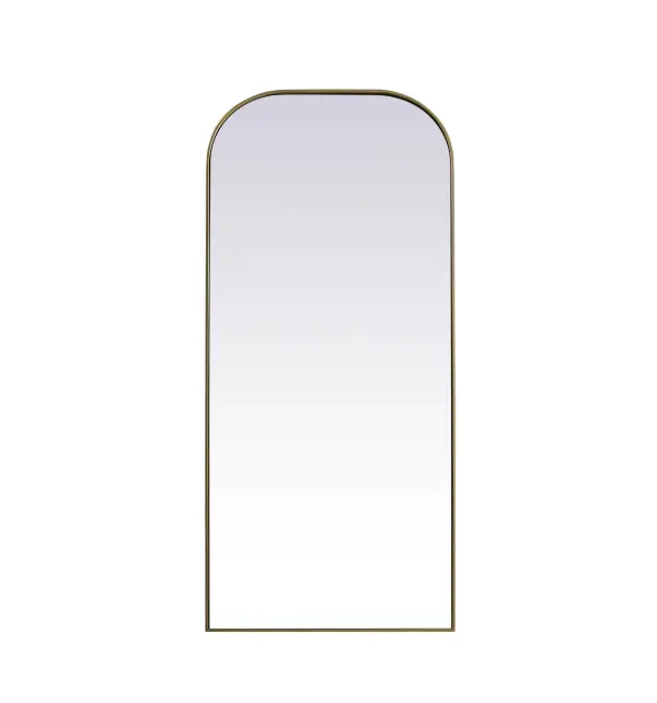 Add a rounded-top full length mirror to your home decor to elevate it to the next level. A full-length mirror is the perfect wall decor choice for any room or living space. This accessory is perfect for adoring full outfits in the full length of your body or providing a full view of yourself in any room, perfect for dressing areas and even bathrooms. Not only does this full-length iron frame large wall mirror provide practical uses, but it also acts as a beautiful addition to any home decor with its sleek, modern design. The mirror can be leaned to the wall, free-standing, or can be installed vertically or horizontally on the wall. Available in three satin finishes: black, brass, and silver. Collection: Blaire Finish: Brass Width: 32.00" Height: 76.00" Length: 76.00" Weight: 48.00 lb Material: iron and MDF Country of Origin: China Manufacturer Warranty: 1 year limited