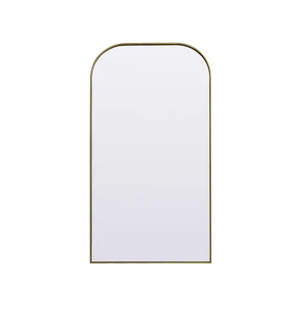 Add a rounded-top full length mirror to your home decor to elevate it to the next level. A full-length mirror is the perfect wall decor choice for any room or living space. This accessory is perfect for adoring full outfits in the full length of your body or providing a full view of yourself in any room, perfect for dressing areas and even bathrooms. Not only does this full-length iron frame large wall mirror provide practical uses, but it also acts as a beautiful addition to any home decor with its sleek, modern design. The mirror can be leaned to the wall, free-standing, or can be installed vertically or horizontally on the wall. Available in three satin finishes: black, brass, and silver. Collection: Blaire Finish: Brass Width: 35.00" Height: 66.00" Length: 66.00" Weight: 44.00 lb Material: iron and MDF Country of Origin: China Manufacturer Warranty: 1 year limited