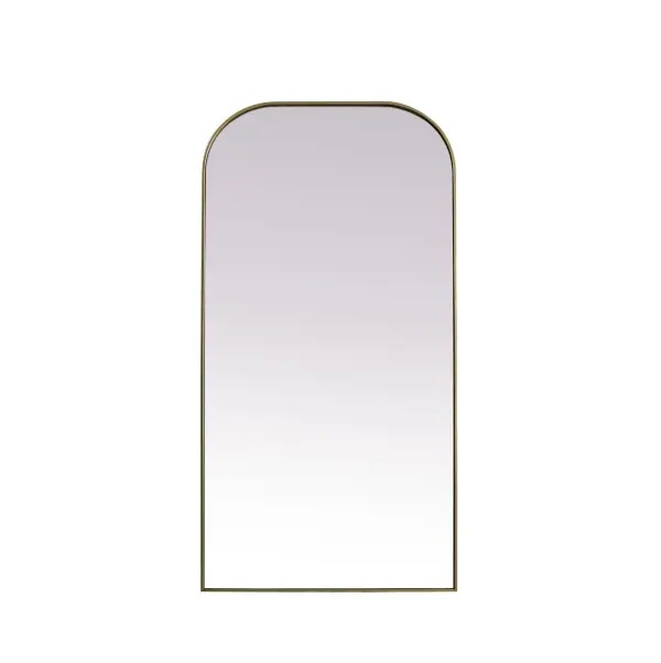Add a rounded-top full length mirror to your home decor to elevate it to the next level. A full-length mirror is the perfect wall decor choice for any room or living space. This accessory is perfect for adoring full outfits in the full length of your body or providing a full view of yourself in any room, perfect for dressing areas and even bathrooms. Not only does this full-length iron frame large wall mirror provide practical uses, but it also acts as a beautiful addition to any home decor with its sleek, modern design. The mirror can be leaned to the wall, free-standing, or can be installed vertically or horizontally on the wall. Available in three satin finishes: black, brass, and silver. Collection: Blaire Finish: Brass Width: 35.00" Height: 72.00" Length: 72.00" Weight: 51.00 lb Material: iron and MDF Country of Origin: China Manufacturer Warranty: 1 year limited