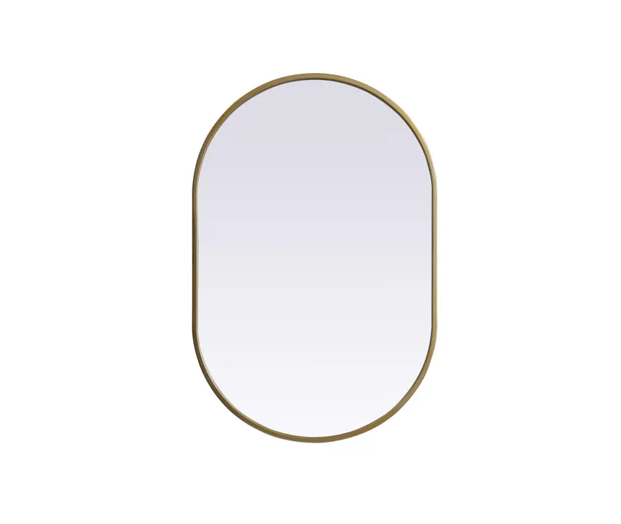 Asha Pill-Shaped Wall Mirror in Brass - Image 1