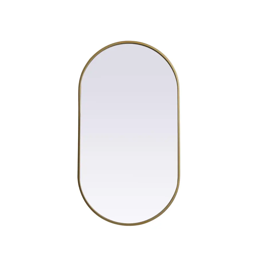 Asha Pill-Shaped Wall Mirror in Brass - Image 1