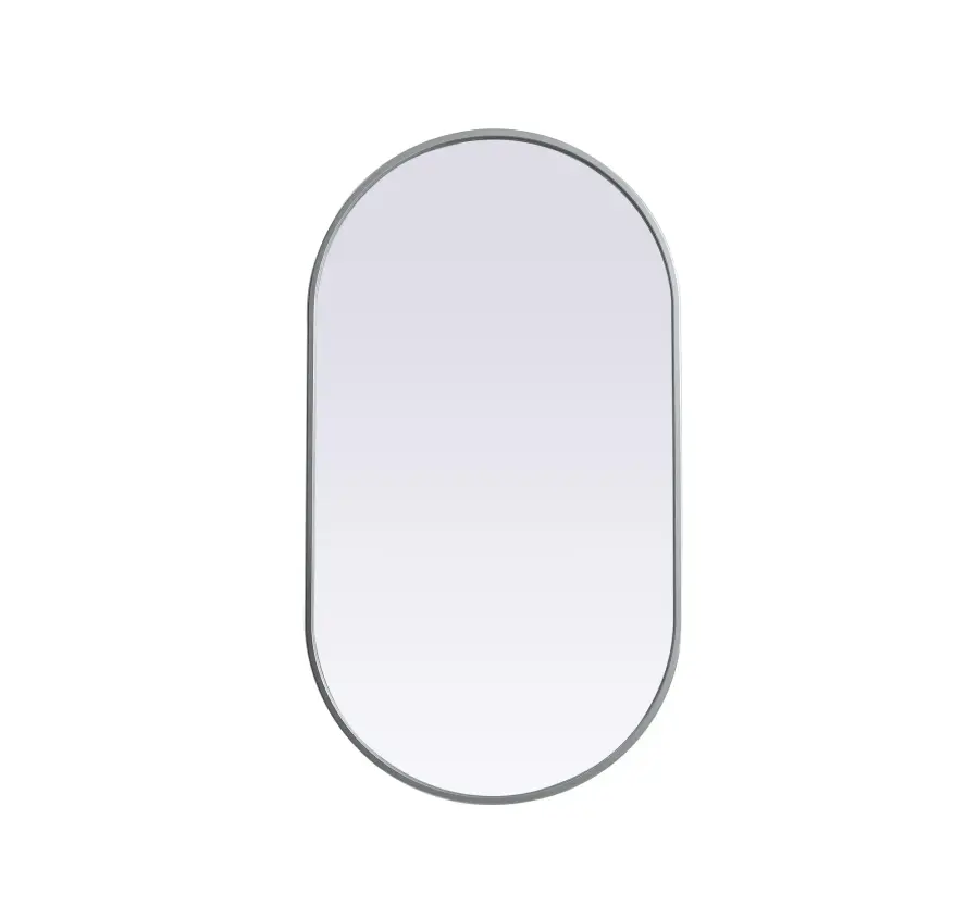 Asha Pill-Shaped Wall Mirror in Silver - Image 1