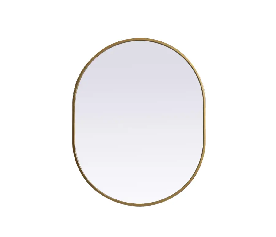 Asha Pill-Shaped Wall Mirror in Brass - Image 1