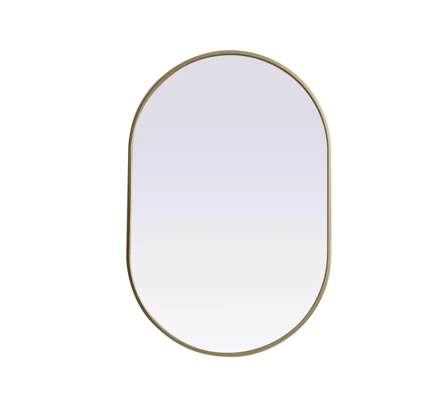 Asha Pill-Shaped Wall Mirror in Brass - Image 1