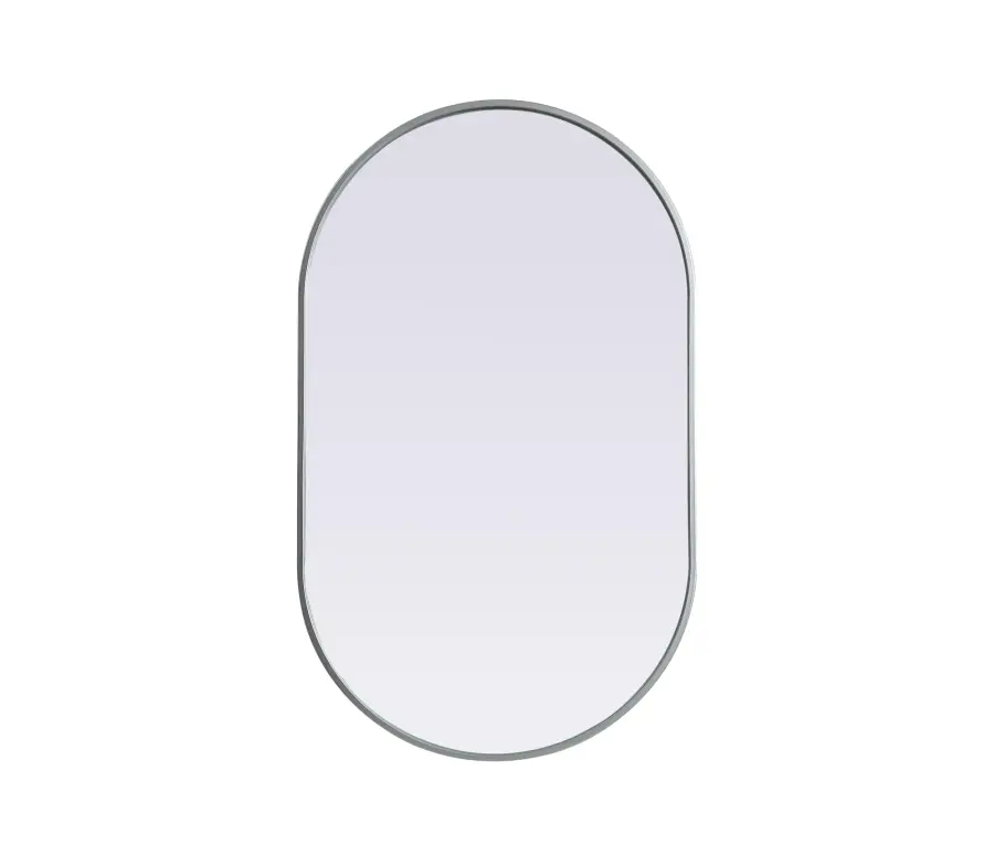 Asha Pill-Shaped Wall Mirror in Silver - Image 1