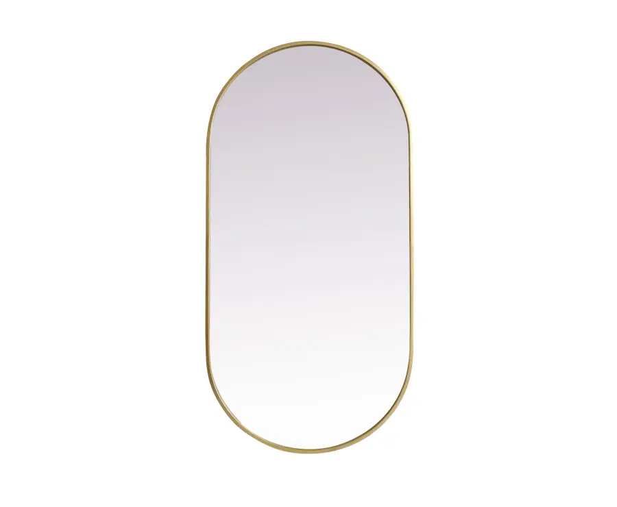 Asha Pill-Shaped Wall Mirror in Brass - Image 1