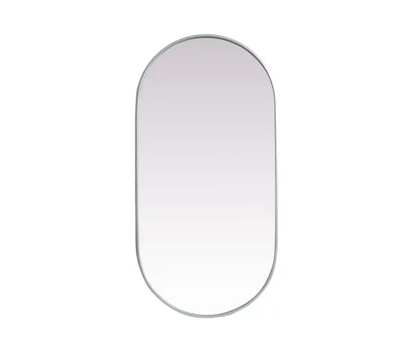 Instantly open up any space in your home with this minimalist wall-mounted mirror. Crafted of metal, this mirror strikes a pill-shaped silhouette. Its slender, clean-lined frame sports a classic finish, while the glass mirror within features a flat, for a brilliant reflection, letting the light bounce off to expand your space. Designed in a pill shape, this metal-frame mirror showcases in the three available satin finishes in black, brass, or silver. Mount this work of art in any room of your choice for added visual impact. Collection: Asha Rooms: living room, entryway, bathroom, office Finish: Silver Width: 1.00" Height: 48.00" Length: 24.00" Weight: 21.00 lb Material: iron and MDF Country of Origin: China Manufacturer Warranty: 1 year limited