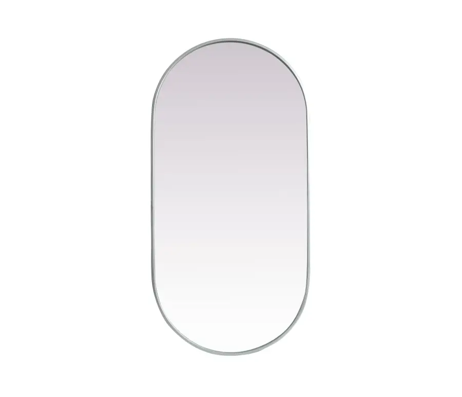 Asha Pill-Shaped Wall Mirror in Silver - Image 1