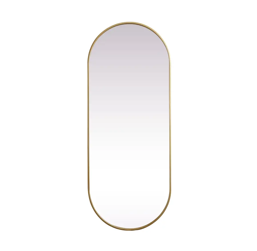Asha Pill-Shaped Wall Mirror in Brass - Image 1