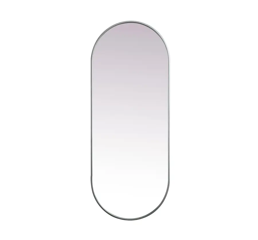 Asha Pill-Shaped Wall Mirror in Silver - Image 1