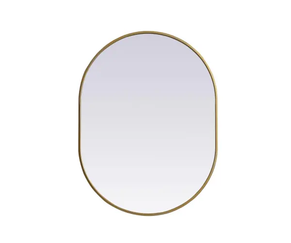 Instantly open up any space in your home with this minimalist wall-mounted mirror. Crafted of metal, this mirror strikes a pill-shaped silhouette. Its slender, clean-lined frame sports a classic finish, while the glass mirror within features a flat, for a brilliant reflection, letting the light bounce off to expand your space. Designed in a pill shape, this metal-frame mirror showcases in the three available satin finishes in black, brass, or silver. Mount this work of art in any room of your choice for added visual impact. Collection: Asha Finish: Brass Width: 27.00" Height: 36.00" Length: 36.00" Weight: 16.00 lb Material: iron and MDF Country of Origin: China Manufacturer Warranty: 1 year limited