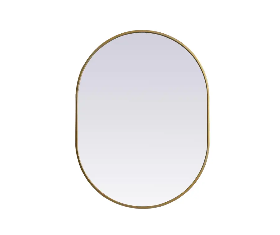 Asha Pill-Shaped Wall Mirror in Brass - Image 1