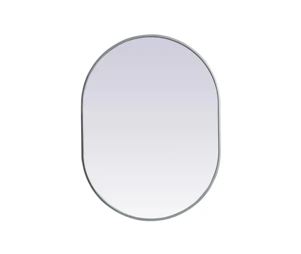 Instantly open up any space in your home with this minimalist wall-mounted mirror. Crafted of metal, this mirror strikes a pill-shaped silhouette. Its slender, clean-lined frame sports a classic finish, while the glass mirror within features a flat, for a brilliant reflection, letting the light bounce off to expand your space. Designed in a pill shape, this metal-frame mirror showcases in the three available satin finishes in black, brass, or silver. Mount this work of art in any room of your choice for added visual impact. Collection: Asha Finish: Silver Width: 27.00" Height: 36.00" Length: 36.00" Weight: 16.00 lb Material: iron and MDF Country of Origin: China Manufacturer Warranty: 1 year limited