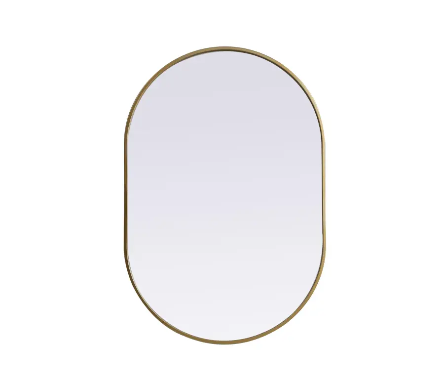 Asha Pill-Shaped Wall Mirror in Brass - Image 1