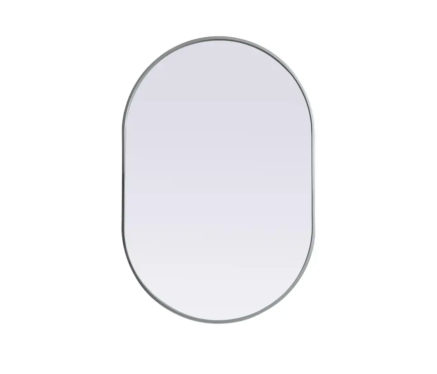 Asha Pill-Shaped Wall Mirror in Silver - Image 1