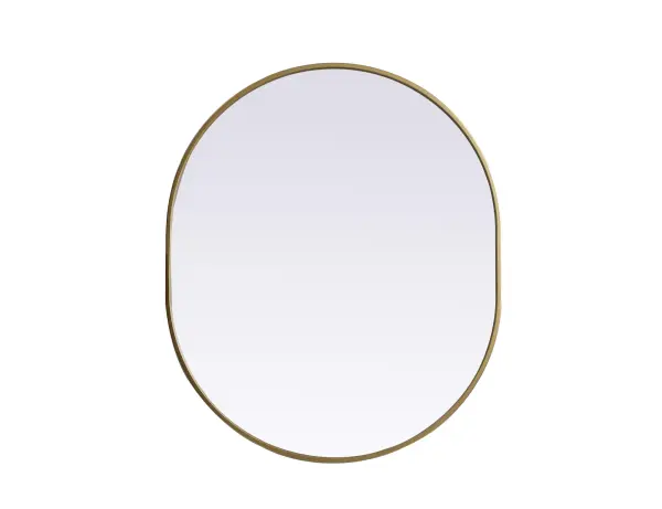 Instantly open up any space in your home with this minimalist wall-mounted mirror. Crafted of metal, this mirror strikes a pill-shaped silhouette. Its slender, clean-lined frame sports a classic finish, while the glass mirror within features a flat, for a brilliant reflection, letting the light bounce off to expand your space. Designed in a pill shape, this metal-frame mirror showcases in the three available satin finishes in black, brass, or silver. Mount this work of art in any room of your choice for added visual impact. Collection: Asha Finish: Brass Width: 30.00" Height: 36.00" Length: 36.00" Weight: 17.00 lb Material: iron and MDF Country of Origin: China Manufacturer Warranty: 1 year limited