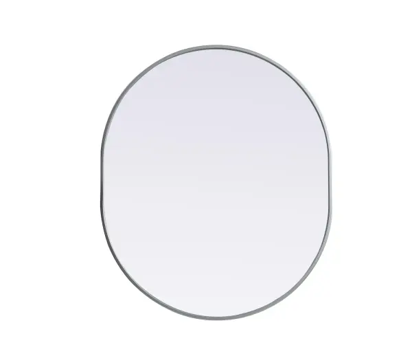 Instantly open up any space in your home with this minimalist wall-mounted mirror. Crafted of metal, this mirror strikes a pill-shaped silhouette. Its slender, clean-lined frame sports a classic finish, while the glass mirror within features a flat, for a brilliant reflection, letting the light bounce off to expand your space. Designed in a pill shape, this metal-frame mirror showcases in the three available satin finishes in black, brass, or silver. Mount this work of art in any room of your choice for added visual impact. Collection: Asha Finish: Silver Width: 30.00" Height: 36.00" Length: 36.00" Weight: 17.00 lb Material: iron and MDF Country of Origin: China Manufacturer Warranty: 1 year limited