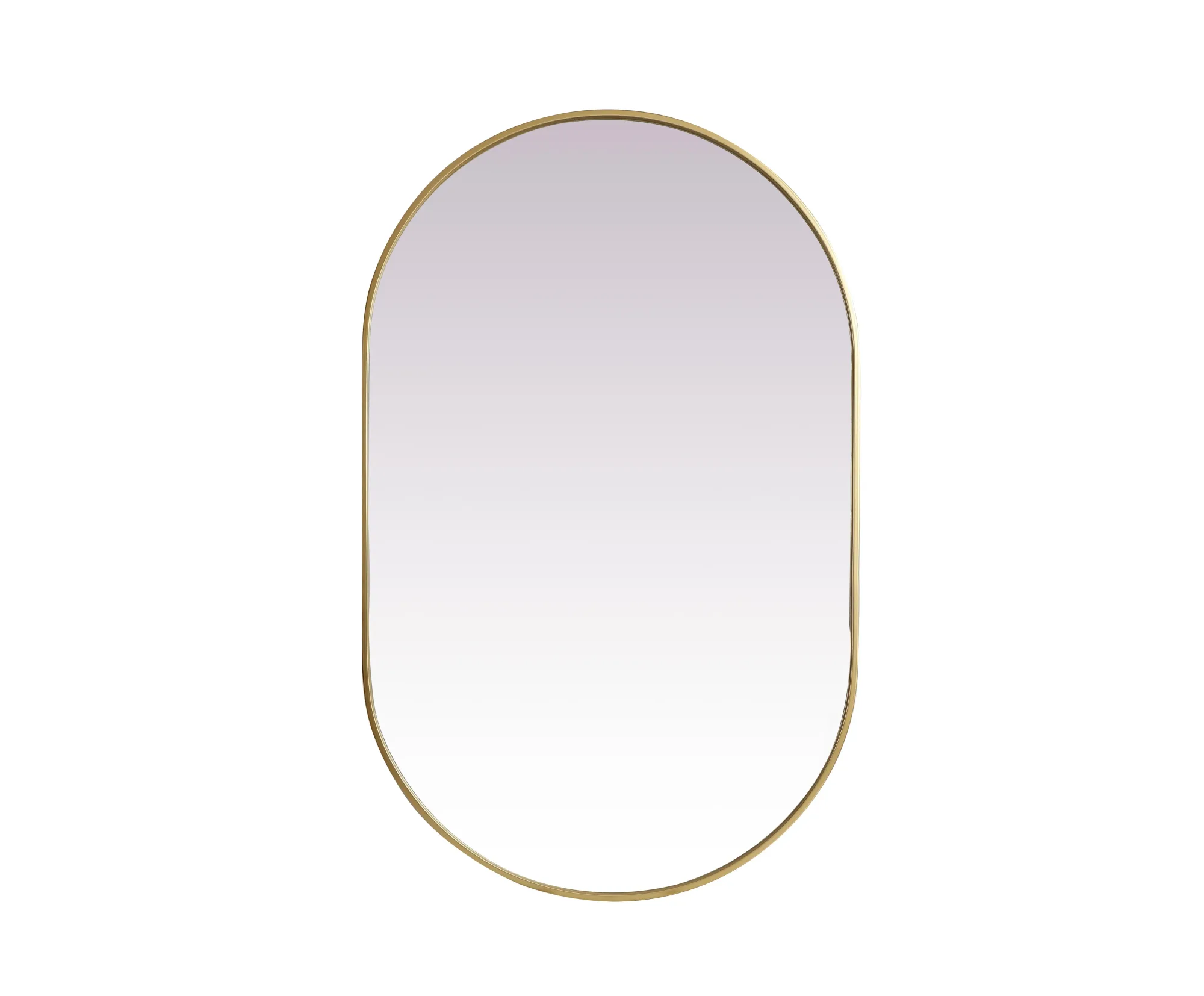Asha Pill-Shaped Wall Mirror in Brass