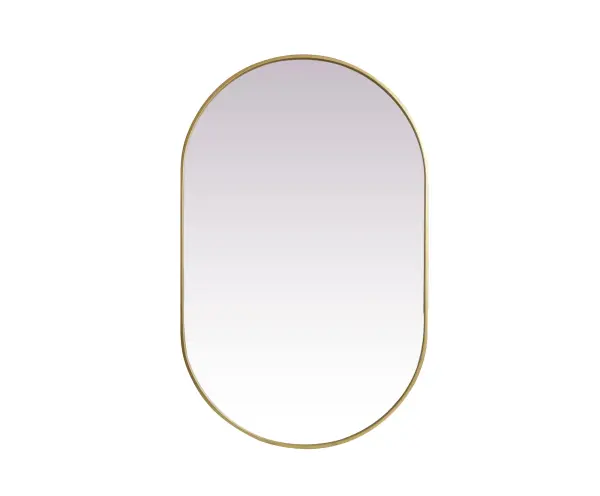 Instantly open up any space in your home with this minimalist wall-mounted mirror. Crafted of metal, this mirror strikes a pill-shaped silhouette. Its slender, clean-lined frame sports a classic finish, while the glass mirror within features a flat, for a brilliant reflection, letting the light bounce off to expand your space. Designed in a pill shape, this metal-frame mirror showcases in the three available satin finishes in black, brass, or silver. Mount this work of art in any room of your choice for added visual impact. Collection: Asha Rooms: living room, entryway, bathroom, office Finish: Brass Width: 1.00" Height: 48.00" Length: 30.00" Weight: 25.00 lb Material: iron and MDF Country of Origin: China Manufacturer Warranty: 1 year limited