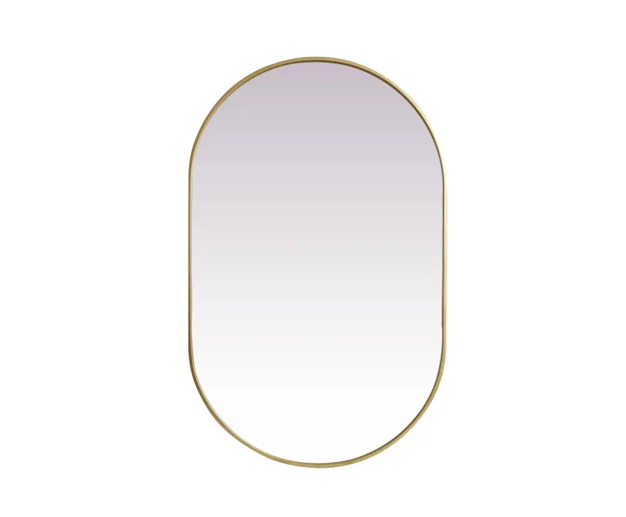Asha Pill-Shaped Wall Mirror in Brass - Image 1