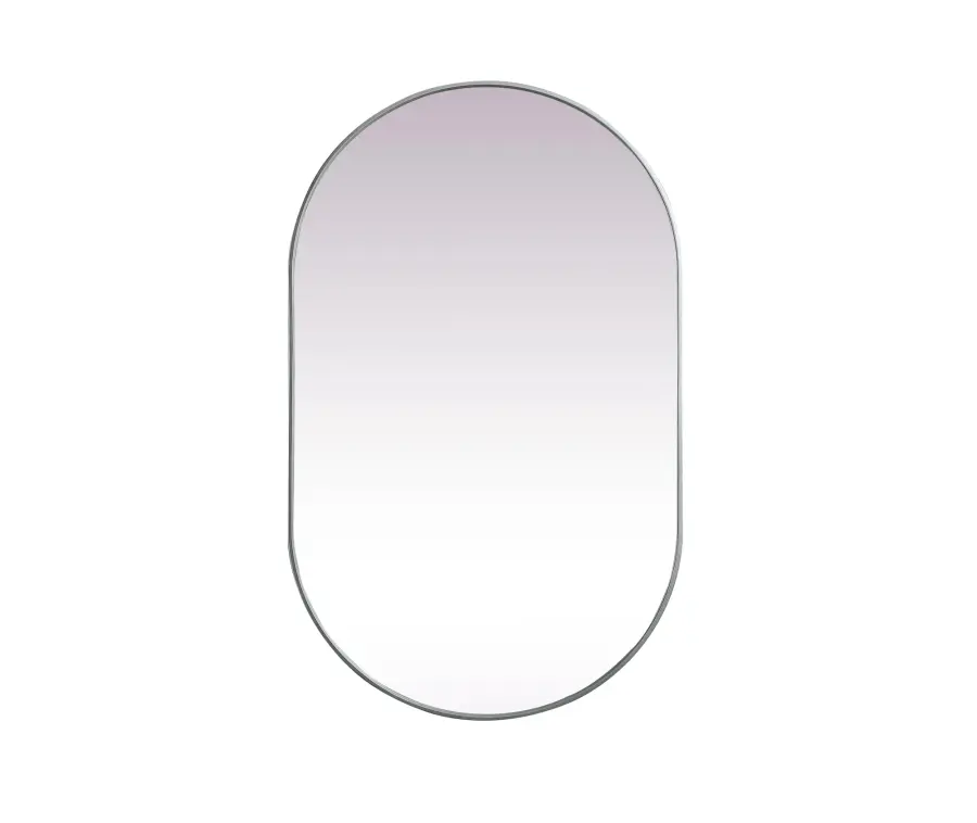 Asha Pill-Shaped Wall Mirror in Silver - Image 1