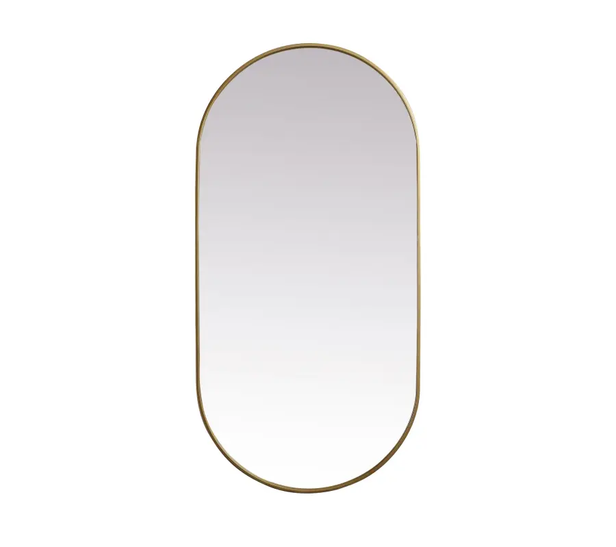 Asha Pill-Shaped Wall Mirror in Brass - Image 1