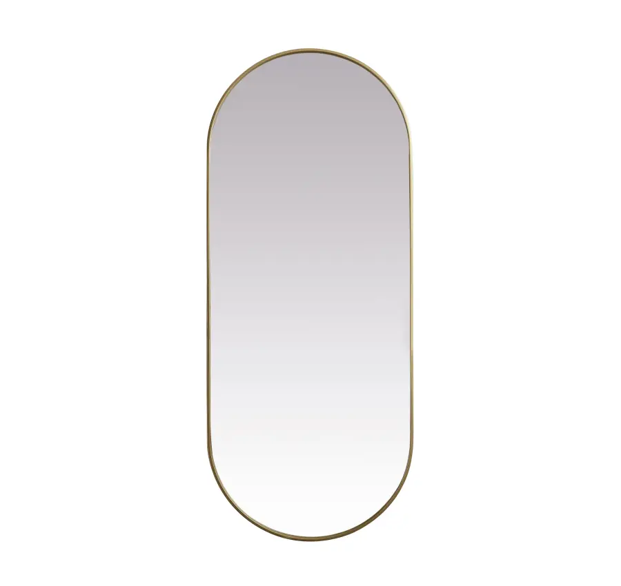 Asha Pill-Shaped Wall Mirror in Brass - Image 1