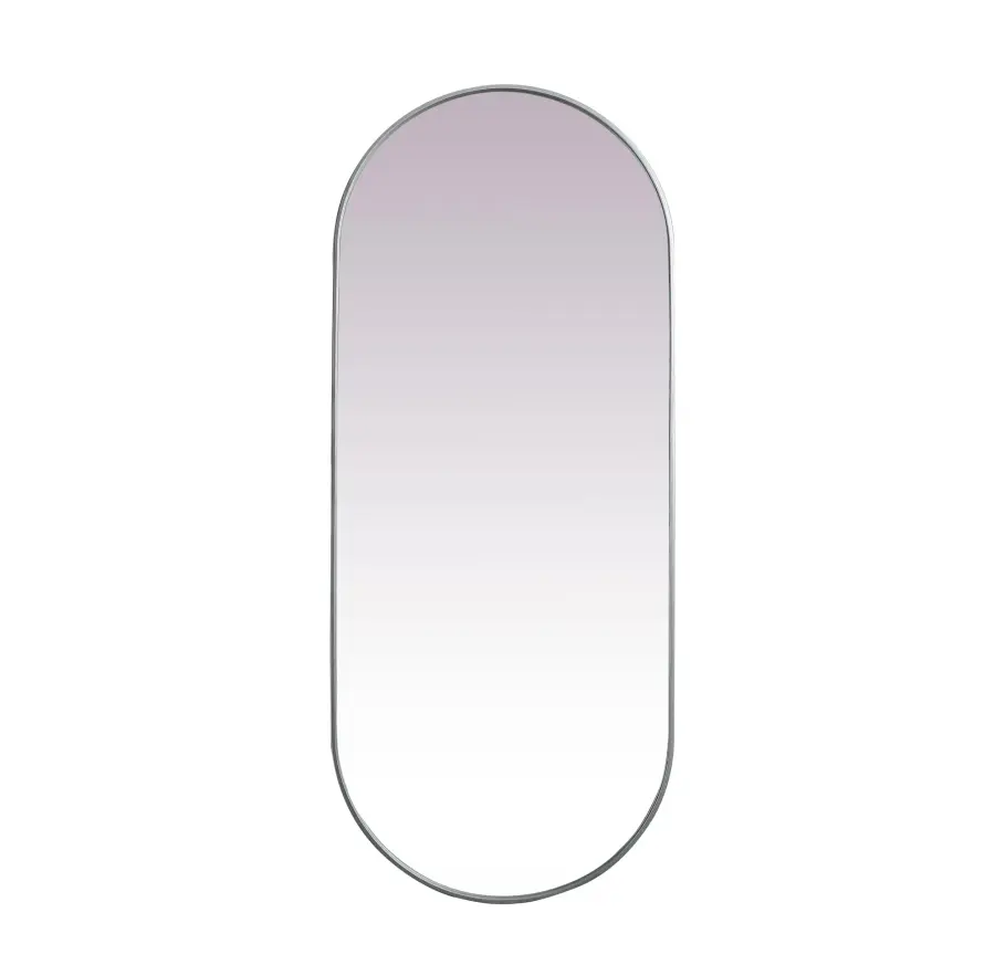 Asha Pill-Shaped Wall Mirror in Silver - Image 1