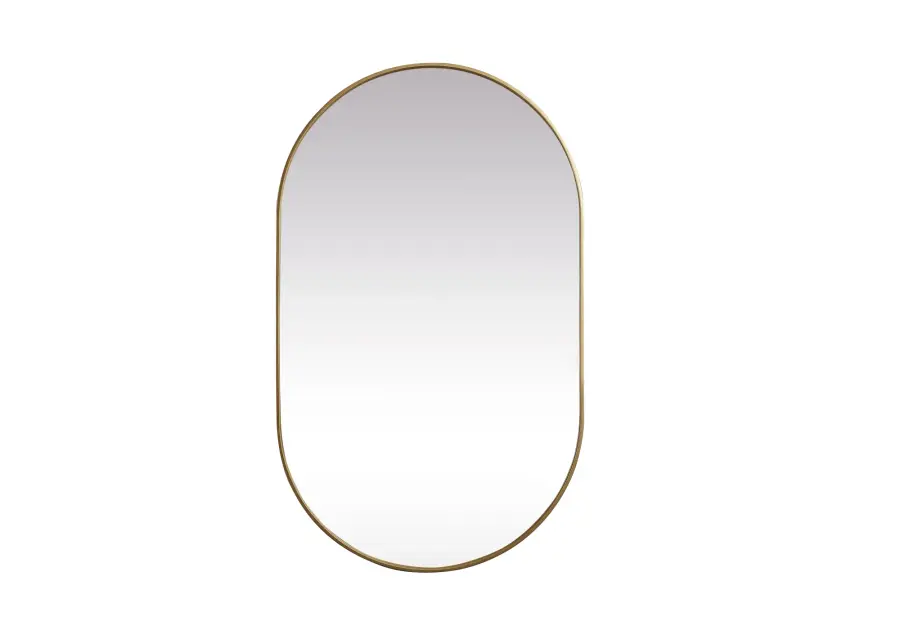 Asha Pill-Shaped Wall Mirror in Brass - Image 1