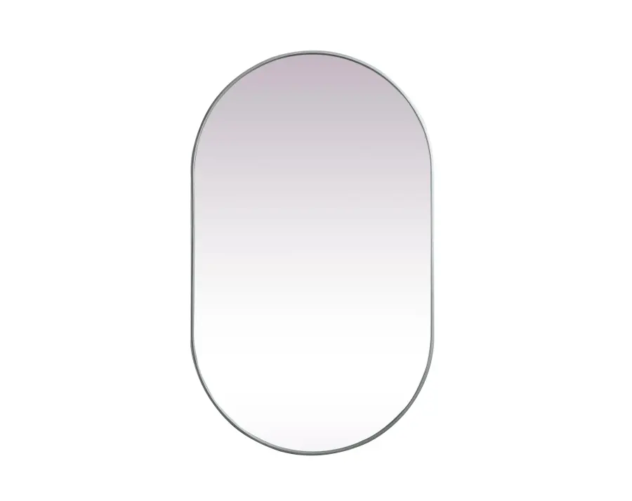 Asha Pill-Shaped Wall Mirror in Silver - Image 1
