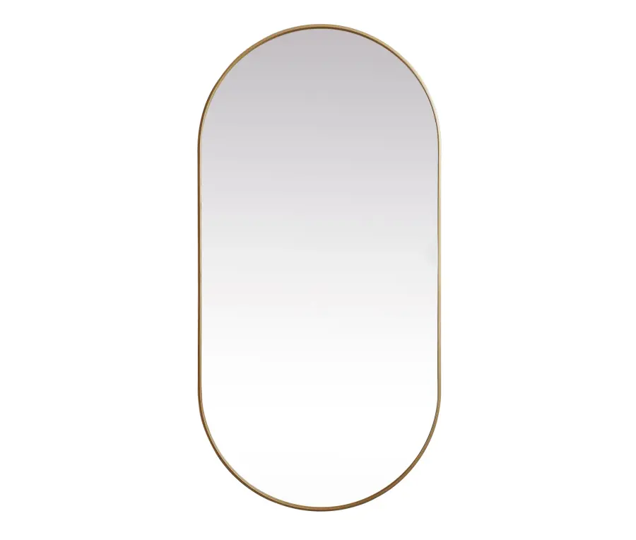 Asha Pill-Shaped Wall Mirror in Brass - Image 1