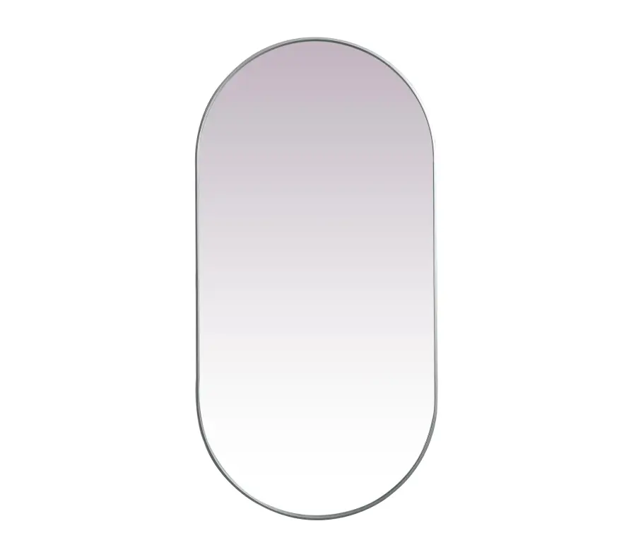 Asha Pill-Shaped Wall Mirror in Silver - Image 1