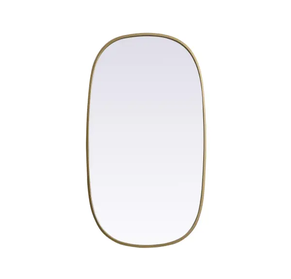 Crafted of metal, this mirror strikes a rounded corner silhouette. Instantly open up any space in your home with this minimalist wall-mounted mirror. Its slender, clean-lined frame sports a classic finish, while the glass mirror within features a flat, for a brilliant reflection, letting the light bounce off to expand your space. Designed in an oblong shape, this metal-frame mirror showcases in the three available satin finishes in black, brass, or silver. Mount this work of art in any room of your choice for added visual impact. Collection: Brynn Finish: Brass Width: 20.00" Height: 36.00" Length: 36.00" Weight: 13.00 lb Material: iron and MDF Country of Origin: China Manufacturer Warranty: 1 year limited