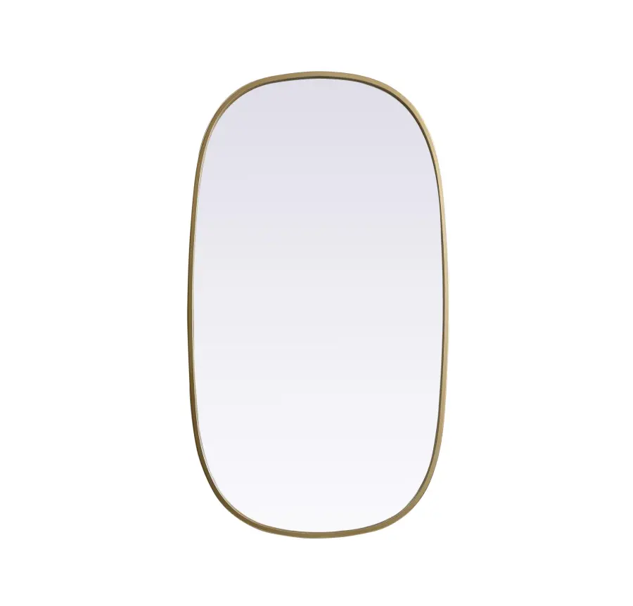 Brynn 20" x 36" Rounded Corner Wall Mirror in Brass - Image 1