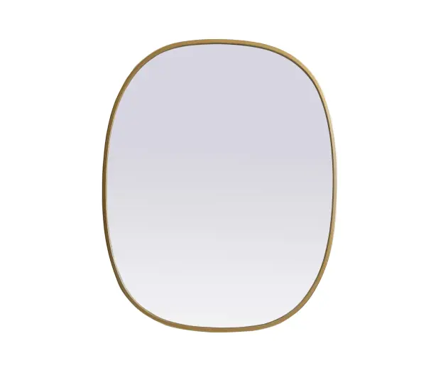 Crafted of metal, this mirror strikes a rounded corner silhouette. Instantly open up any space in your home with this minimalist wall-mounted mirror. Its slender, clean-lined frame sports a classic finish, while the glass mirror within features a flat, for a brilliant reflection, letting the light bounce off to expand your space. Designed in an oblong shape, this metal-frame mirror showcases in the three available satin finishes in black, brass, or silver. Mount this work of art in any room of your choice for added visual impact. Collection: Brynn Finish: Brass Width: 24.00" Height: 30.00" Length: 30.00" Weight: 12.00 lb Material: iron and MDF Country of Origin: China Manufacturer Warranty: 1 year limited