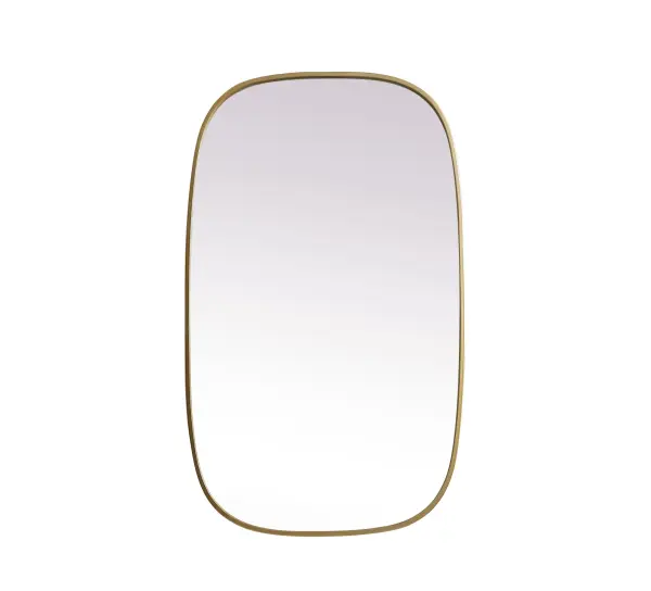 Crafted of metal, this mirror strikes a rounded corner silhouette. Instantly open up any space in your home with this minimalist wall-mounted mirror. Its slender, clean-lined frame sports a classic finish, while the glass mirror within features a flat, for a brilliant reflection, letting the light bounce off to expand your space. Designed in an oblong shape, this metal-frame mirror showcases in the three available satin finishes in black, brass, or silver. Mount this work of art in any room of your choice for added visual impact. Collection: Brynn Finish: Brass Width: 24.00" Height: 40.00" Length: 40.00" Weight: 17.00 lb Material: iron and MDF Country of Origin: China Manufacturer Warranty: 1 year limited