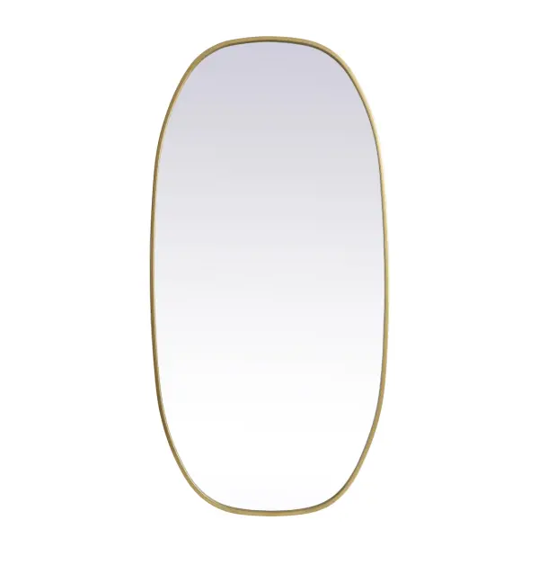 Crafted of metal, this mirror strikes a rounded corner silhouette. Instantly open up any space in your home with this minimalist wall-mounted mirror. Its slender, clean-lined frame sports a classic finish, while the glass mirror within features a flat, for a brilliant reflection, letting the light bounce off to expand your space. Designed in an oblong shape, this metal-frame mirror showcases in the three available satin finishes in black, brass, or silver. Mount this work of art in any room of your choice for added visual impact. Collection: Brynn Rooms: living room, entryway, bathroom, office Finish: Brass Width: 1.00" Height: 48.00" Length: 24.00" Weight: 20.00 lb Material: iron and MDF Country of Origin: China Manufacturer Warranty: 1 year limited