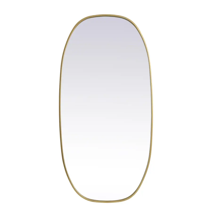 Brynn 24" x 48" Rounded Corner Wall Mirror in Brass - Image 1