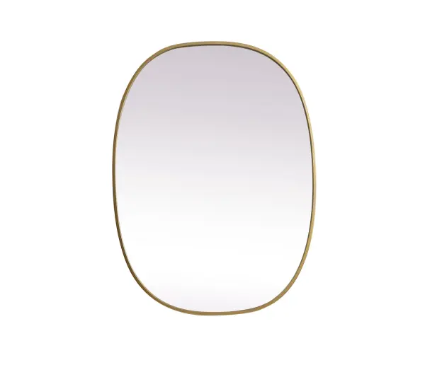 Crafted of metal, this mirror strikes a rounded corner silhouette. Instantly open up any space in your home with this minimalist wall-mounted mirror. Its slender, clean-lined frame sports a classic finish, while the glass mirror within features a flat, for a brilliant reflection, letting the light bounce off to expand your space. Designed in an oblong shape, this metal-frame mirror showcases in the three available satin finishes in black, brass, or silver. Mount this work of art in any room of your choice for added visual impact. Collection: Brynn Finish: Brass Width: 27.00" Height: 36.00" Length: 36.00" Weight: 16.00 lb Material: iron and MDF Country of Origin: China Manufacturer Warranty: 1 year limited