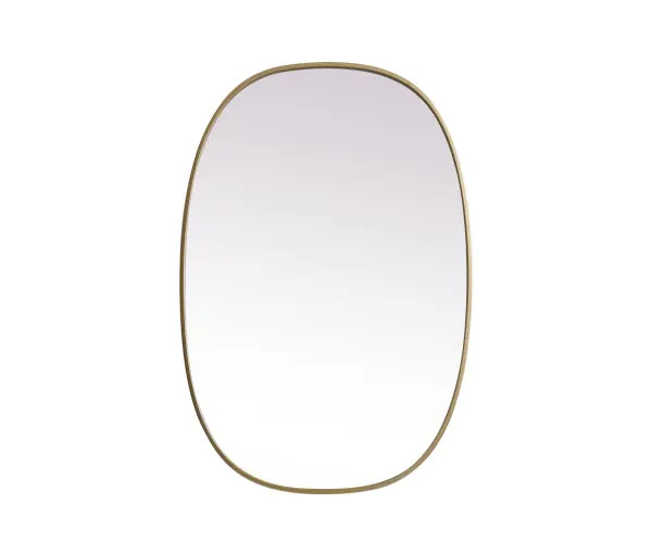Crafted of metal, this mirror strikes a rounded corner silhouette. Instantly open up any space in your home with this minimalist wall-mounted mirror. Its slender, clean-lined frame sports a classic finish, while the glass mirror within features a flat, for a brilliant reflection, letting the light bounce off to expand your space. Designed in an oblong shape, this metal-frame mirror showcases in the three available satin finishes in black, brass, or silver. Mount this work of art in any room of your choice for added visual impact. Collection: Brynn Finish: Brass Width: 27.00" Height: 40.00" Length: 40.00" Weight: 18.00 lb Material: iron and MDF Country of Origin: China Manufacturer Warranty: 1 year limited