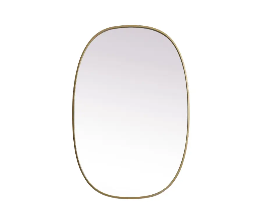 Brynn 27" x 40" Rounded Corner Mirror in Brass - Image 1